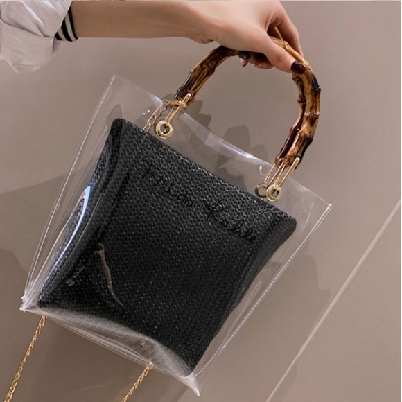 C'est la Vie Soho Bamboo Strap Straw Handbag - Picture 6 of 8